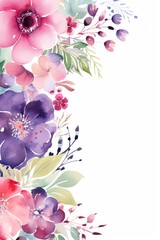 Beautiful watercolor flowers frame