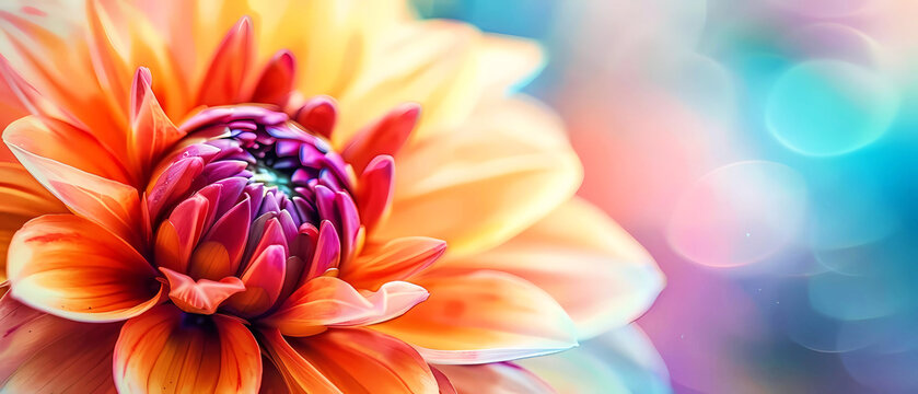 Flower in vibrant color macro closeup. Generative ai design concept art.