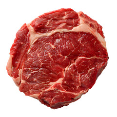 Raw beef steak meat top view isolated on transparent background