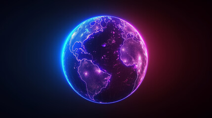 Digital earth glow on dark background