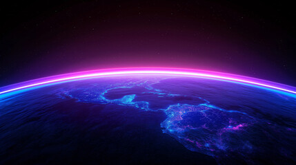 Digital earth glow: global network concept