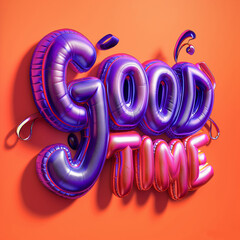 Festive good time balloon letters on orange background