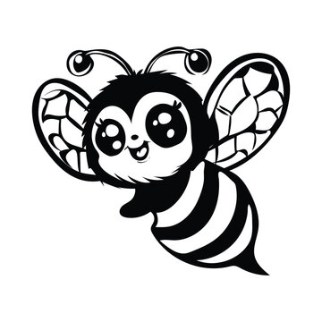 bumble bee Cartoon Illustration Animal Nature Icon Concept Isolated Premium style