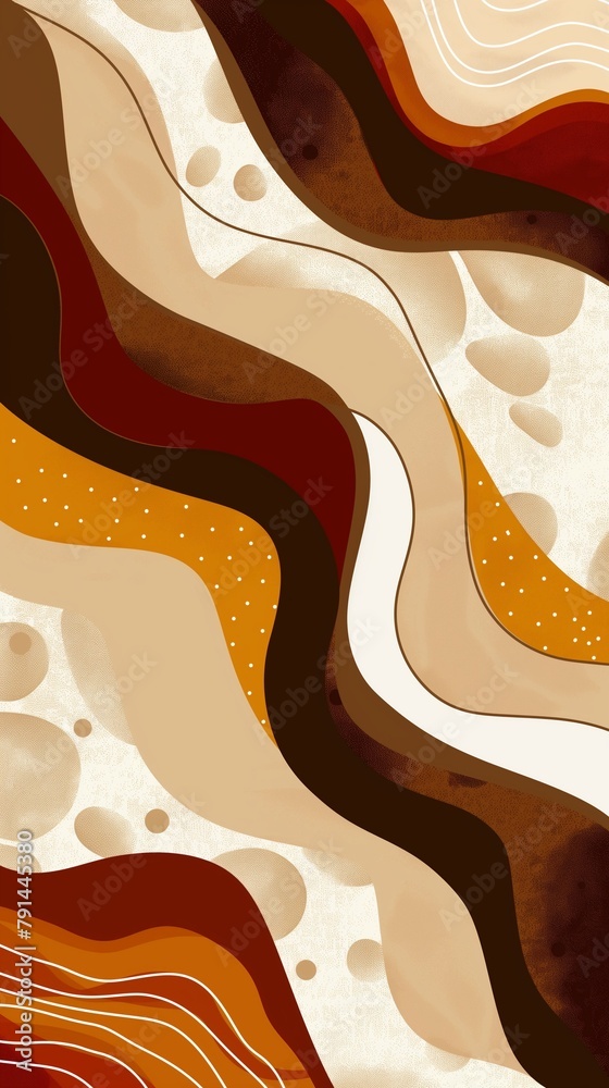 Wall mural A Vertical Image Of A Seamless Pattern With Abstract Brown Wave.