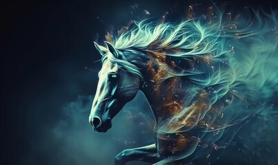 Obraz na płótnie Canvas Horse abstract magical animal background with mare stallion wallpaper, Generative AI