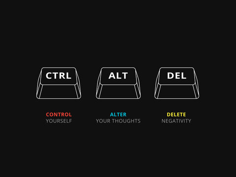 Simple Motivation graphic on a dark background. Control Alt and Delete Button