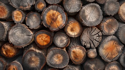 Wooden logs texture background, template for banner
