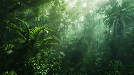 Fototapeta na wymiar Deep tropical jungles of Southeast Asia in august