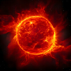 활활타오르는 붉은빛 태양 이미지