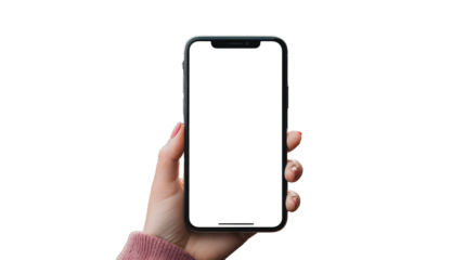 
hand holding smartphone with blank transparent  place screen. layout for your digital advertising