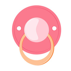 Baby pacifier for girls in cartoon stile isolated on the white background. Vector illustration
