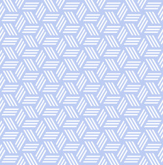 Abstract Seamless Geometric Light Blue Pattern. 3D Illusion Effect. 