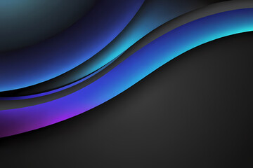 Abstract dark blue background with wavy lines. Vector illustration.