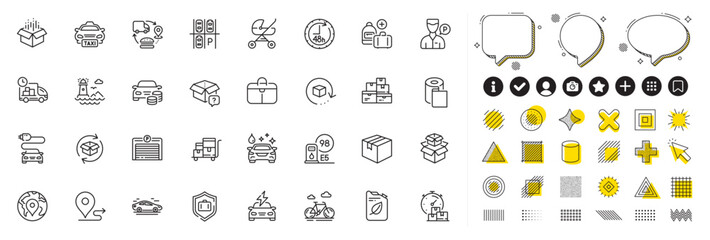 Fototapeta na wymiar Set of Wholesale goods, Parking garage and Car charging line icons for web app. Design elements, Social media icons. 48 hours, Parking place, Lighthouse icons. Vector