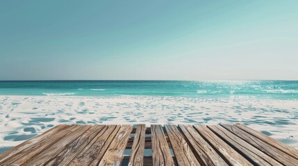 Fototapeta premium Serenity on the shore: A tranquil beach scene with soft white sands and sparkling turquoise waters
