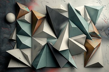 3d triangles mural, Generative AI