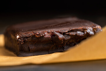 cottage cheese dessert covered with a thin layer of chocolate