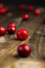 frozen to store red cherry berries in frost