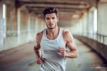Man Athletic. A Young Man Running to Stay Fit and Healthy