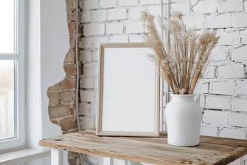 A blend of sophistication and modernity showcased through a thoughtfully placed poster frame.