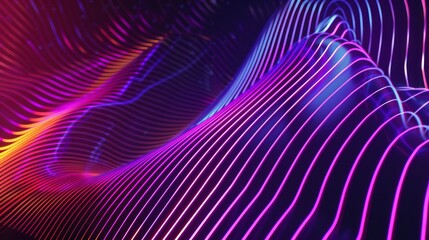 Vibrant neon lights in abstract pattern. An array of vivid neon lights converge in the center, creating a dynamic abstract display ideal for modern and energetic concepts