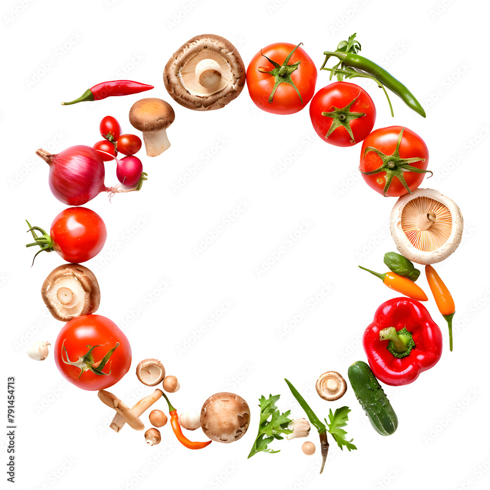 Canvas Prints circle wreath of various vegetables isolated on transparent background