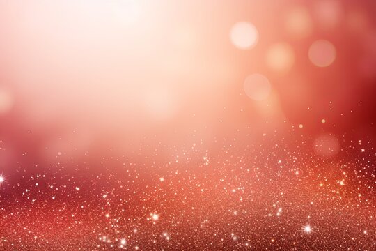 Coral glitter texture background with dark shadows, glowing stars, and subtle sparkles with copy space for photo text or product, blank empty copyspace