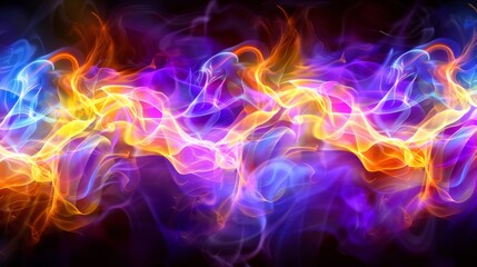 Vibrant neon lights in abstract pattern. An array of vivid neon lights converge in the center, creating a dynamic abstract display ideal for modern and energetic concepts