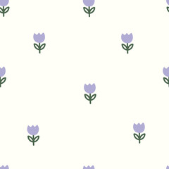 Seamless pattern with tulips. Cute vector pattern.