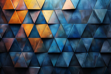 A geometric pattern made of repeated, interlocking triangles that form an abstract background.