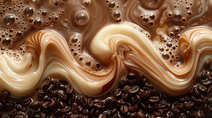 An abstract creamy texture with swirling patterns