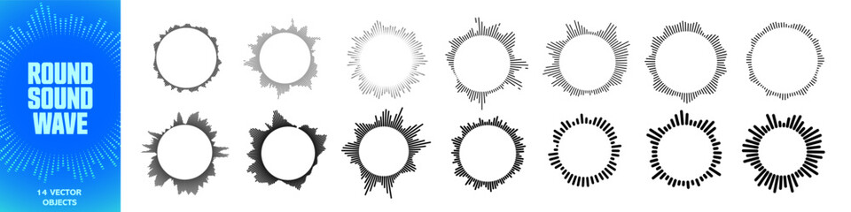 Round sound wave set. Sound wave icon set.