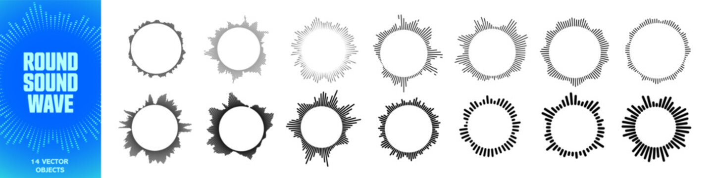 Round sound wave set. Sound wave icon set.