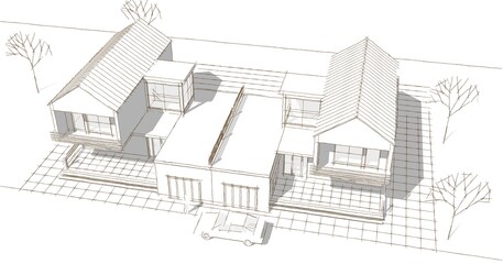 modern house sketch 3d illustration	
