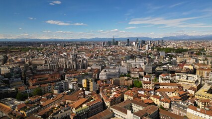 Fototapeta na wymiar Milan aerial panoramic view. Milan is a capital of Lombardy and the second most populous city in Italy.