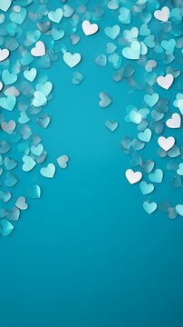cyan hearts pattern scattered across the surface, creating an adorable and festive background for Valentine's Day or Mothers day on a Beige backdrop. The artwork is in the style of a traditional Chin