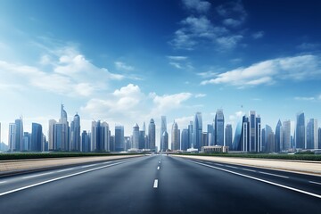 empty asphalt road and modern city skyline with buildings in shanghai