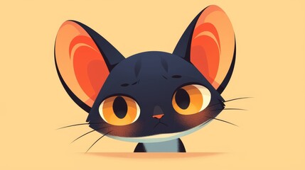 2d illustration of a charming cat avatar in a flat design style