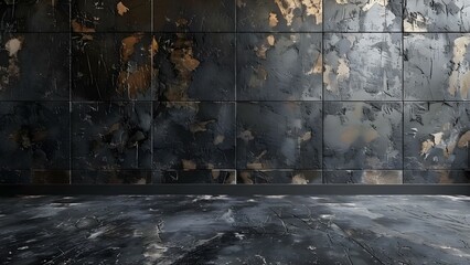 Vintage distressed black wall texture paired with a dark concrete floor. Concept Vintage Style, Distressed Wall, Black Texture, Concrete Floor, Dark Aesthetic
