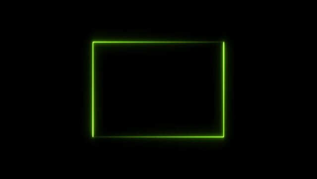 Green color Glowing square frame animation. neon frame background animation.
