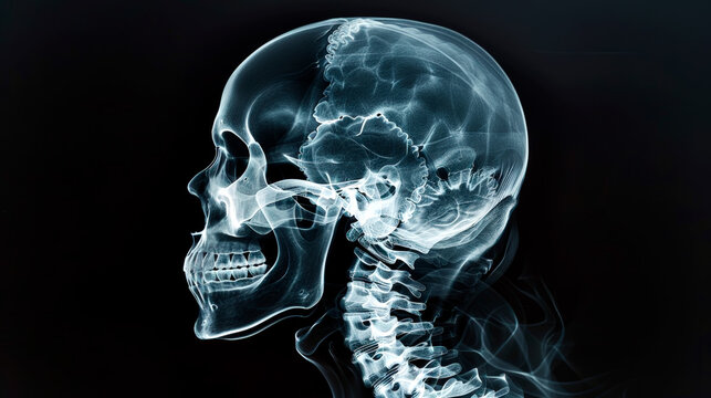 X-Ray Vision of Human Skull and Cervical Spine in Medical Imagery