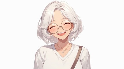 A charming avatar character of an elderly woman