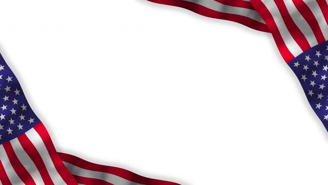 American Flags Loop On White Background
