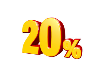 20 percent off discount 3d text png