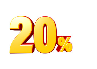 20% percent off discount 3d text png