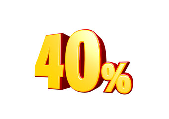 40 percent off discount 3d text png