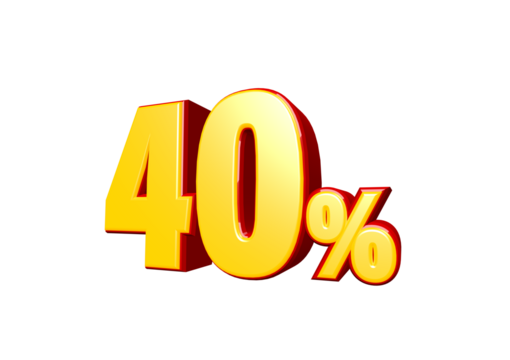 40 percent off discount 3d text png