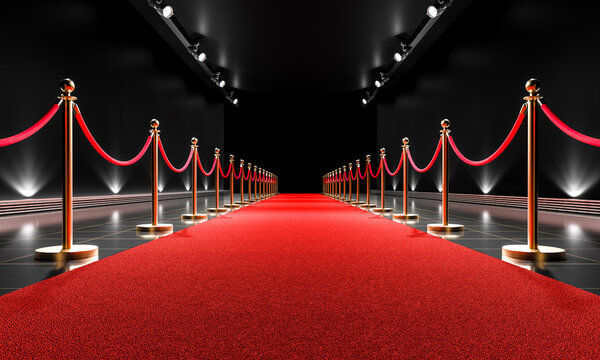 Elegant red carpet event entrance with velvet ropes