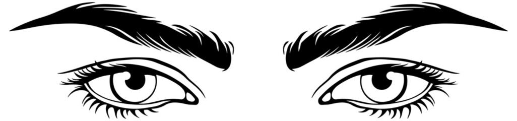 black silhouette of eyes with eyebrows