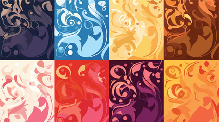 Cool swirly vector background in 9 different color